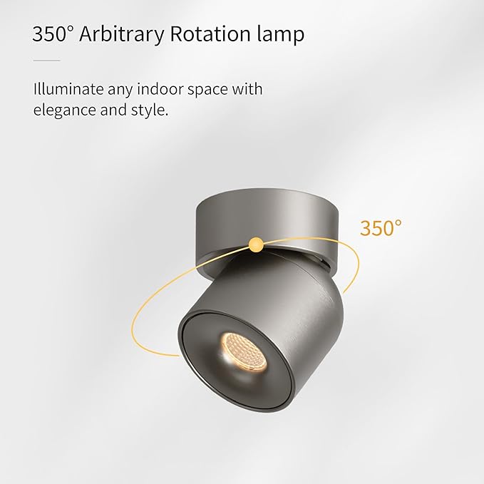 4 Packs LED Dimmable Adjustable 360°Ceiling Spotlight Directional Light Surface Mounted 9W 3000K Aluminum Wired Spot Lights for Gallery Painting Hallway Corridor, Brushed Nickel Finish