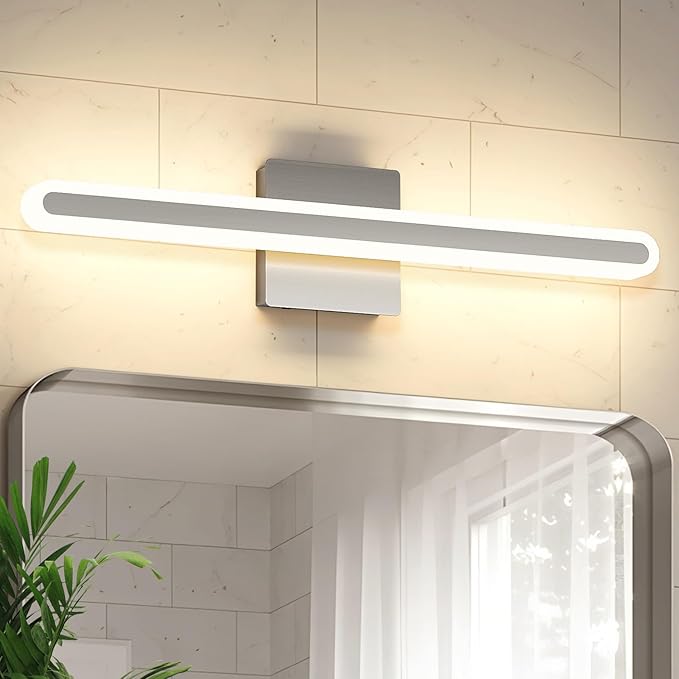 Joosenhouse Brushed Nickel Vanity Lights for Bathroom, 5CCT Dimmable Vanity Light Bar, Above Mirror Makeup Mirror Light, Modern Bathroom Lighting Fixtures 23.6 inch 20W