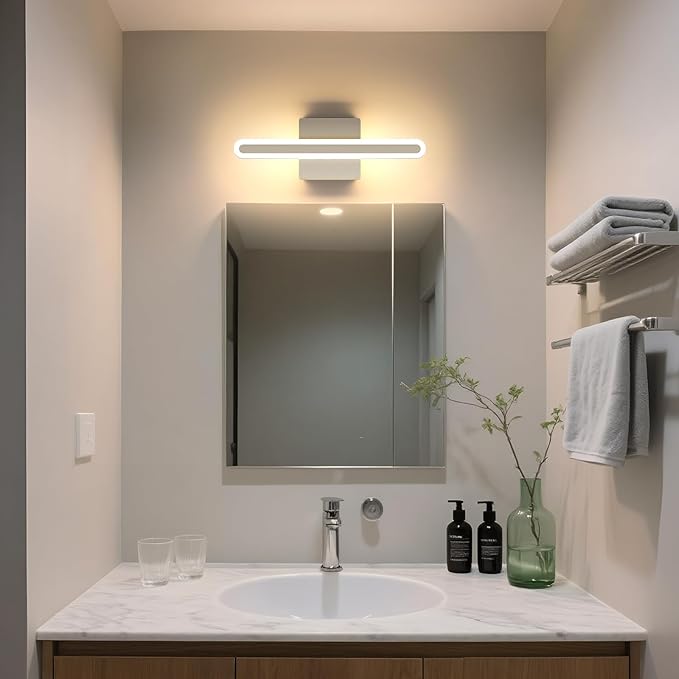 Joosenhouse 15.7 Inch Brushed Nickel Vanity Light for Bathroom – 5CCT Dimmable LED Light Bar, 16W Hardwired Mirror Light, Adjustable Brightness, Modern Bathroom Lighting
