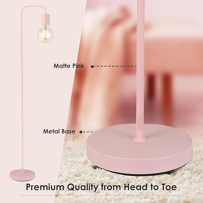 BoostArea Floor Lamp, Modern Cute Pink Floor Lamp, 63Inch Metal Standing Lamp, E26 Socket, On/Off Footswitch, ETL Listed, Tall Thin Skinny Cool Floor Lamp for Living Room, Bedroom Decor, Minimalist