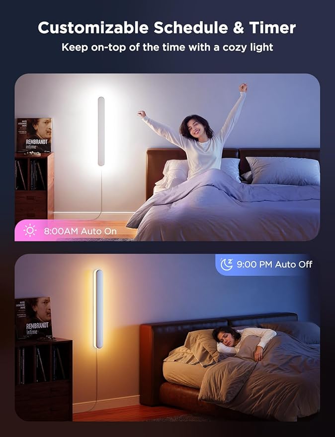Govee Wall Sconce, Smart RGBIC Wall Lights, Works with Matter & Alexa, Music Sync, Wall Mount Light Plug in, Color Changing, Modern Room Light for Living Room Bedroom Gaming Room Hallway, 1 Pack