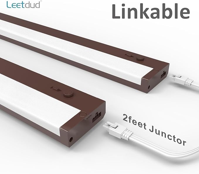 Under Cabinet Lighting Plug in or Hardwired Built-in Dimmer, 32 Inch 16W, 5CCT 2700/3000/3500/4000/5000K, Linkable Counter Lights for Kitchen, ETL Dimmable LED Light Fixture, Bronze