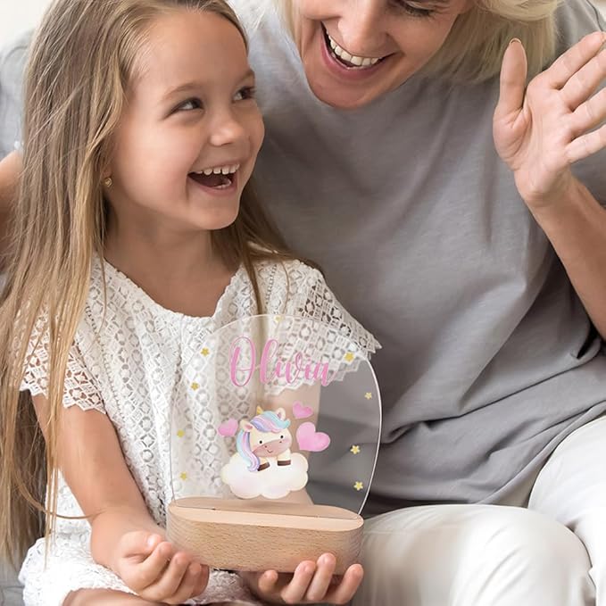 Personalized 6 Animal Baby Night Light Custom Name Night Light Baby Gift Baby Night Lamp Bedroom Decor Kids Night Light Toddler Gifts Boy Girl Night Lamp Child Bedroom Light Bedside Acrylic Lamp