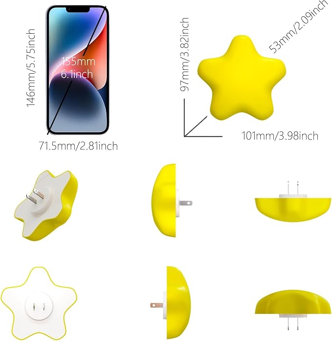Colorful Life Remote Control Star Night Light for Bedroom Decor – Soft Warm/White Glow Plug-in LED Night Lamp for Baby, Kids, Nursery, Gift.(with Remote Control)