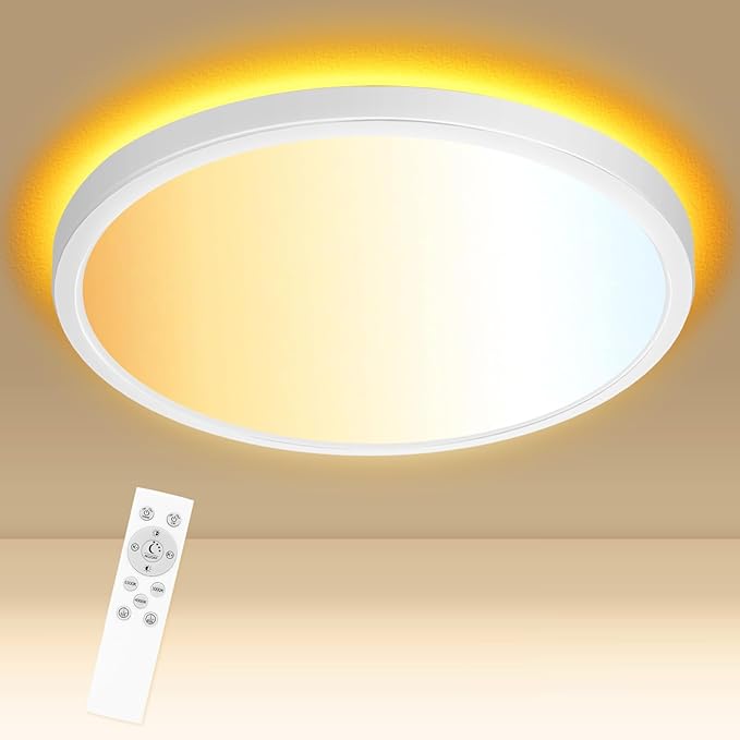 libtit 12 Inch White LED Ceiling Light with Night Light 1800K, 3000K/4000K/6500K Dimmable Flush Mount Ceiling Lamp with Remote Control, Low Profile Ceiling Lighting for Bedroom Bathroom Kitchen