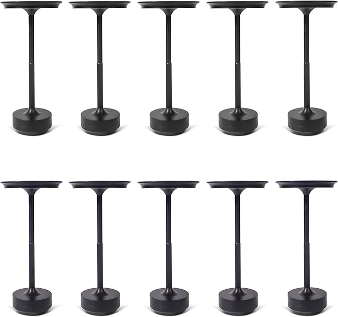 10 Pack - Black Rechargeable Cordless Table Lamps, Portable LED Desk Lamps, Dimming 5000mAh Rechargeable Battery Powered LED Lighting for Restaurant,Bar, Bedroom, Outdoor, Party