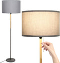 Modern Floor Lamp for Living Room Farmhouse Floor Lamps Pole with Linen Lamp Shade, Standing Tall Floor Lamps for Bedrooms and Office (Grey)