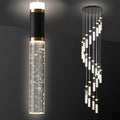 High Ceiling Chandelier Modern Crystal Chandelier for Entryway Long Spiral Dimmable Long Staircase High Foyer with Remote Controller