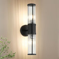 19.7" Modern Bathroom Wall Sconce Light Fixture, Black Glass Rod Vanity Light with E12 Base, Up or Down Mounting for Mirror Makeup Lighting (Bulbs Not Included)