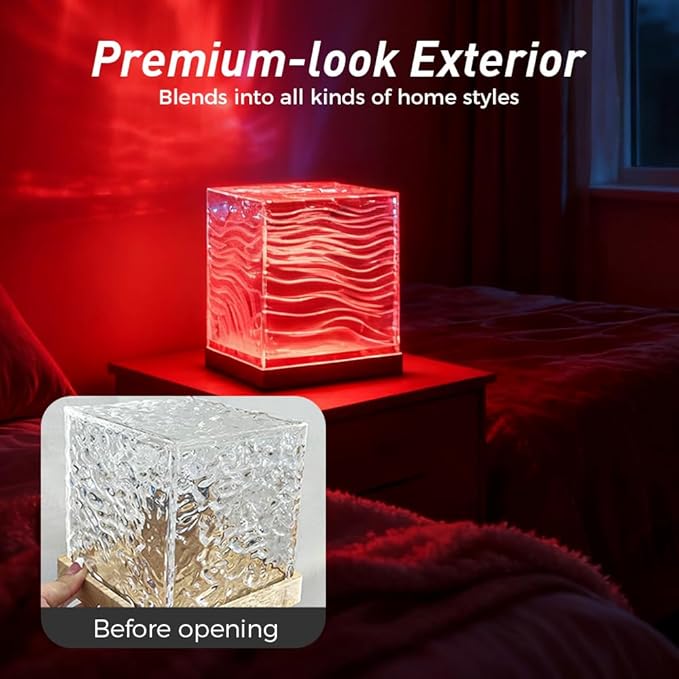 Aurora Borealis Night Light Projector, 16 Colors Rotating Water Ripple Northern Lights with Remote Control, Rechargeable Ocean Wave Projector for Bedroom Decor (Bluetooth Speaker)