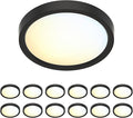 5 Inch Black Flush Mount Ceiling Light 5CCT Selectable LED Edgelit Slim Surface Mount Downlight for J-Box, Mini Flat Panel Light, Dimmable, 120VAC, 10W, 600LM, CRI90, ETL, Wet Rated, 12 Packs