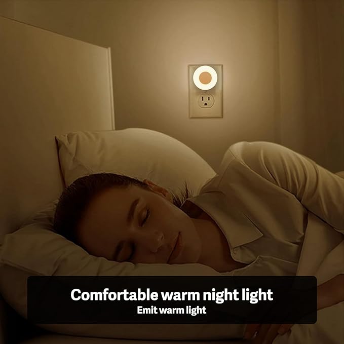 VAVOFO LED Night Light with Auto Sensor, 4 Pack, 2900-3200K Warm White, Plug-in Wall Night Lamp, Soft Glow, Energy Efficient, Ideal for Bedroom, Hallway, Nursery, and Bathroom（White）