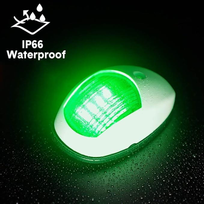 Obcursco Boat Navigation Lights, LED Red and Green Vertical Mount for Bow and Stern, IP67 Waterproof Marine Lights for Pontoon, Bass, and Jon Boats (White)