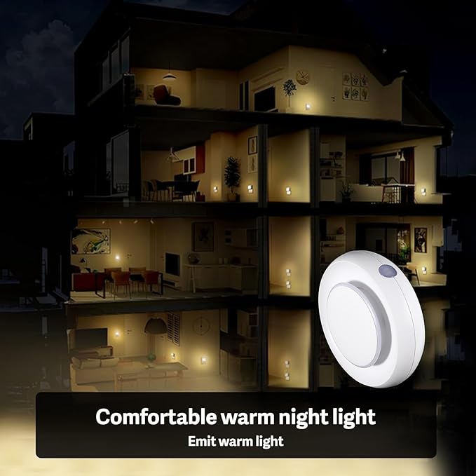 VAVOFO LED Night Light with Auto Sensor, 4 Pack, 2900-3200K Warm White, Plug-in Wall Night Lamp, Soft Glow, Energy Efficient, Ideal for Bedroom, Hallway, Nursery, and Bathroom（White）
