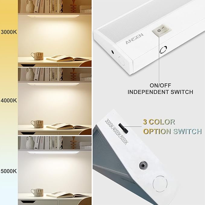 Ansen Hardwired Under Cabinet Lighting, 18inch&48inch LED Light for Kitchen/Closet
