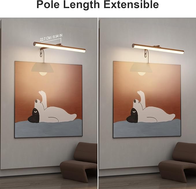 Black LED Picture Light Plug in,15.75 Inches Art Light with Remote, 3 Color Lighting, Artwork Light with in-Line On/Off Switch, Metal