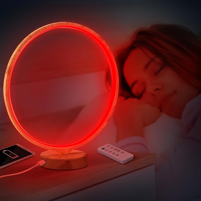 Red Light Therapy Night Light Lamp for Sleep 670nm Red Nightlight Desk Lamp with Multi-Color and Brightness Options Remote Control,Deep Relaxation and Improve Sleeping for Adults & Kids Bedrooms