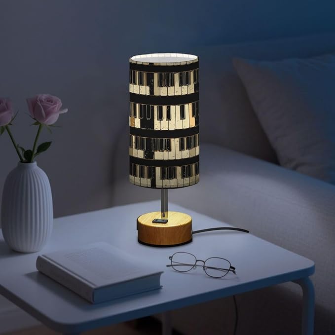 Table Lamp Piano Key Music Funny Bedroom Living Room Bedside Night Light Dimmable Home Decor 4.8x13.98in