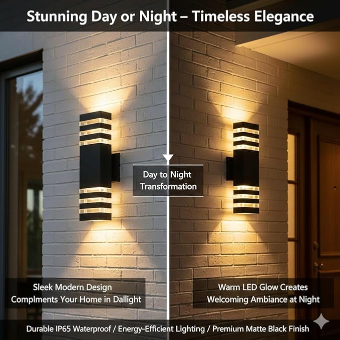 10Pack 15inch LED Up and Down Wall Lights,18W Outdoor Wall Light Aluminum Body 4000K Day White Waterproof IP65 Outside Wall Lights 1800LM Outdoor Wall Mount Lights