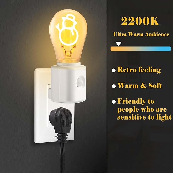LED Night Light Plug-in with Smart Dusk-to-Dawn & Motion Sensor, 1W 10-100LM Dimmable, 2200K, for Bedroom, Hallway, 1 Pack