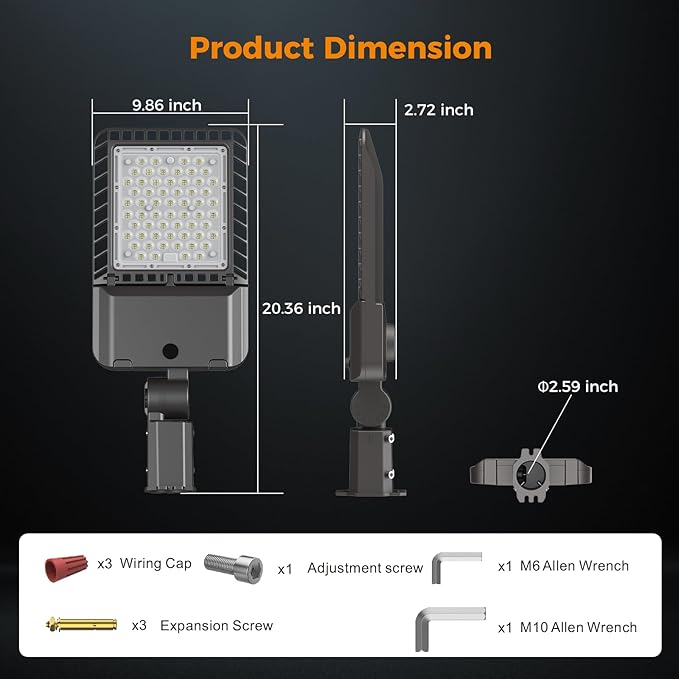 AIKVSXER 45000LM LED Parking Lot Light 180W Commercial Street Area Lighting Dusk to Dawn Photocell Outdoor Lights IP65 Waterproof 12 Years Lifespan for Parking Yard Warehouse 6 Pack