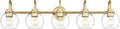 Bathroom Light Fixtures, 5-Light Brushed Gold Vanity Lights with Globe Clear Glass, 35 Inch Champagne Bronze Vanity Lighting Fixtures Over Mirror, AD-22280-5W-GD