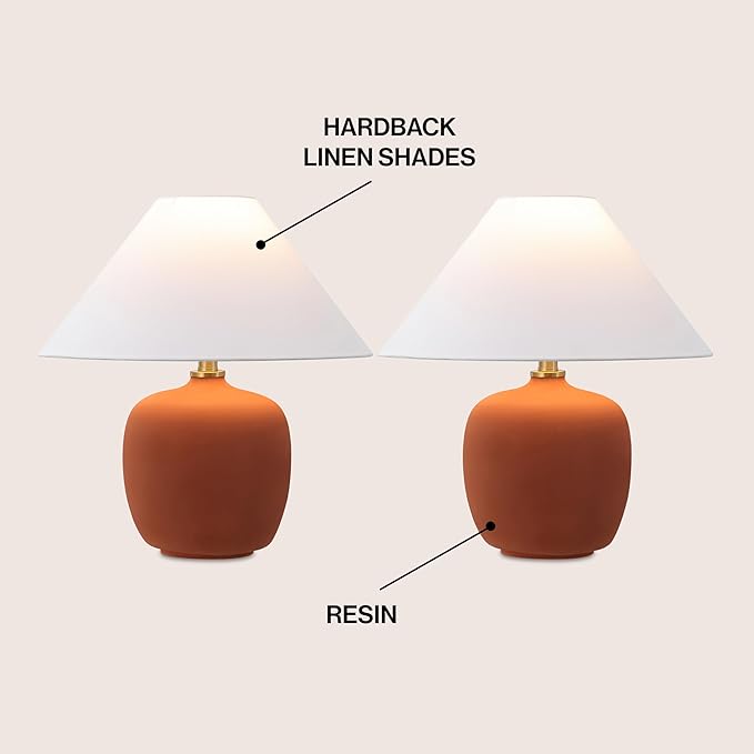 JONATHAN Y JYL5600C-SET2 Delphi 18.25" Minimalist Scandinavian Resin/Iron LED Table Lamp for Bedroom, Living Room, Office, College, Book Case, Nightstands and Coffee Table, Matte Wine Red (Set of 2)
