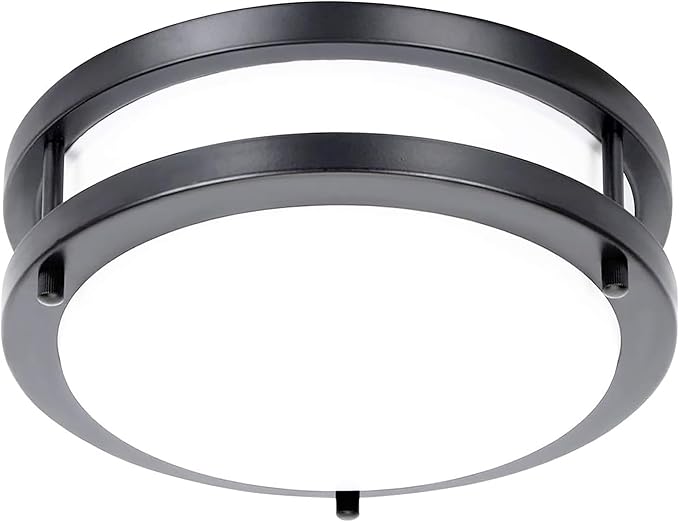 36W Dimmable LED Ceiling Light Fixture, 12in Flush Mount Light Fixture, Ceiling Lamp for Bedroom, Kitchen, Bathroom, Hallway, Super Bright 3500 Lumens, Black, 3000K Warm White