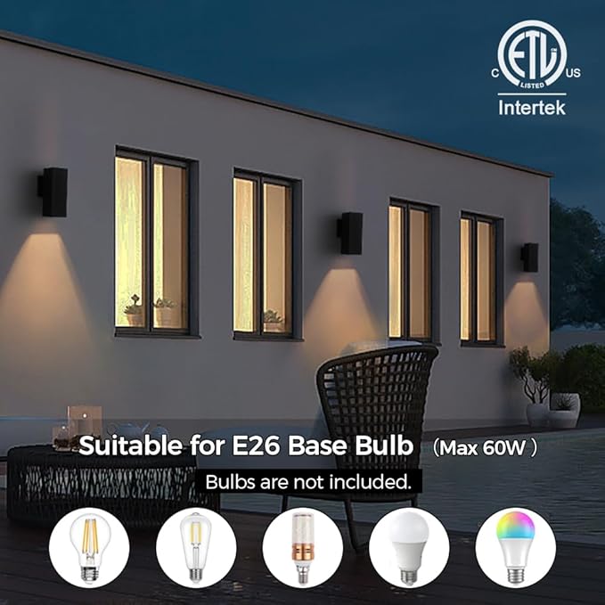 Cerdeco Aluminum Modern Outdoor Wall Sconce,10.75" Exterior Up or Down One Light Fixture Matte Black for Porch Patio Garage Light [ETL Listed]