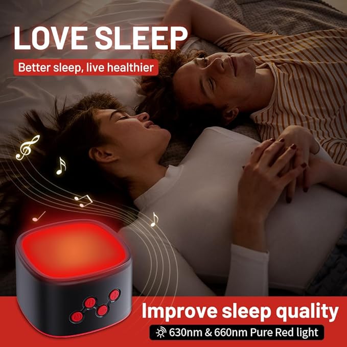 Red Light Sleep, White Noise Red Light for Sleep, 630-660nm Night, Multiple Brightness Options, Lamp Backed by Science for Adults & Kids Bedroom