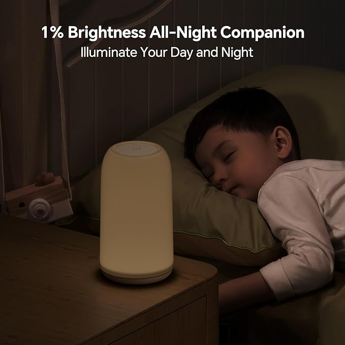 Touch Bedside Table Lamp, [Stylish Design with RGB Options] 3-Way Dimmable LED Lamp for Bedroom, Warm White & Multi-Color Smart Nightstand Light for Living Room, Ideal Home Decor Gift
