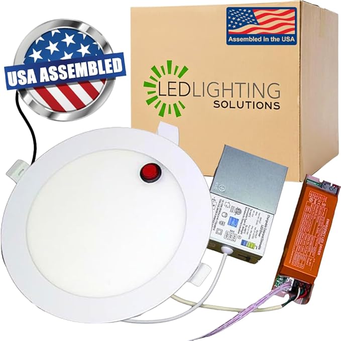 LED & Lighting Solutions 6" Dimmable Ultra Slim, Battery Powered recessed Lights, 12W 960 Lumens, CCT Selectable 2700K-6000K, 6 Inch Ceiling Light w/ 90 Min Battery Backup, ETL/IC/Damp Rated.