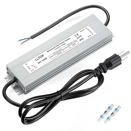 LED Driver 100 Watts 100-264V AC to 24V DC 4.16A Power Supply Waterproof Low Voltage Transformer Ultra Thin Converter for Indoor Outdoor LED Lights