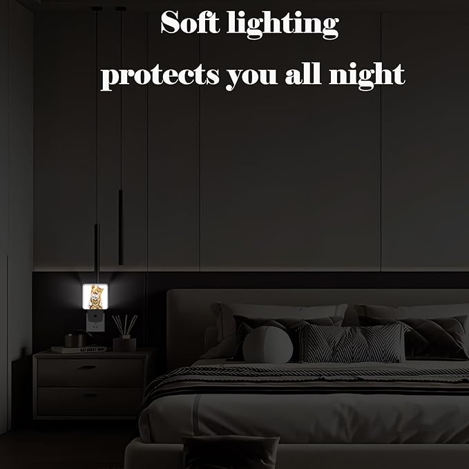 Three Cute Kittens Night Light,Plug Into Wall for Boys Girls Bedroom Decorative Square Night Light Lamp 0.5w Sleep Friendly