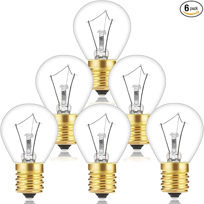 30 Watt Lava Lamp Bulbs - E17 Base, 6-Pack, Ideal for 14.5-Inch/20-Ounce Lava Lamps, S11 Shape, Soft Warm White, 120V Replacement Bulbs for Night Light Lava Lamp
