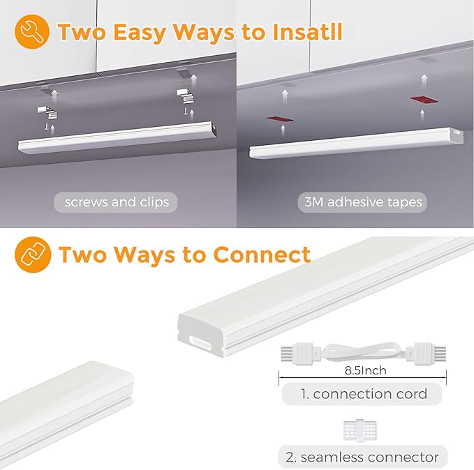 SIBI Under Cabinet LED Lights, 5 Pack 12 Inch Dimmable Warm White 3000K Under Counter Lighting for Kitchen, 1650LM