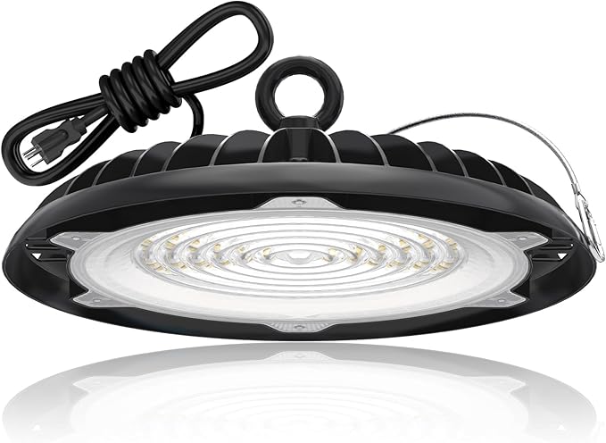 HYPERLITE High Bay Lights Commercial: 150W 6000K Hi Bay LED Shop Light for Workshop - Waterproof UFO Lights for Damp Places and Harsh Environments