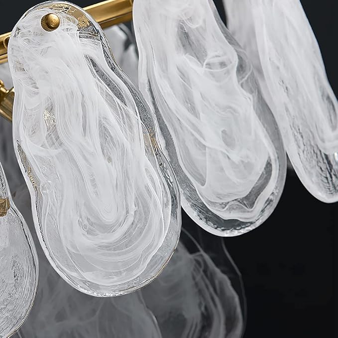 LOVEDIMA Gold Multi-Tier Lantern Pendant Lighting,Cloud Glass Metal Kitchen Island Chandeliers Hanging Ceiling Light Fixtures