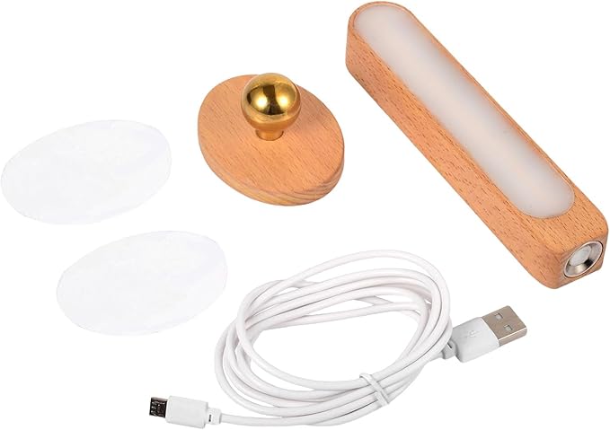 Portable Bedside Light 360 Degree Rotating Wood LED Wall Lamp Stepless Dimming Rechargeable Lamp Night LED Mounted Night with Connection