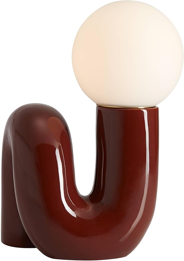 360 Lighting Fondant 11 1/2" Small Mid Century Modern Accent Table Lamps Set of 2 Chocolate Brown Ceramic Glass White Shade Living Room Bedroom Bedside Nightstand House Office Home Reading