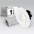 ASD Trimless LED Recessed Lighting 4 Inch, 15W 120-277V Dimmable Commercial Lights with J-Box, 5 CCT 2700K-5000K, CRI 90+, IC Rated, ETL, Energy Star, White