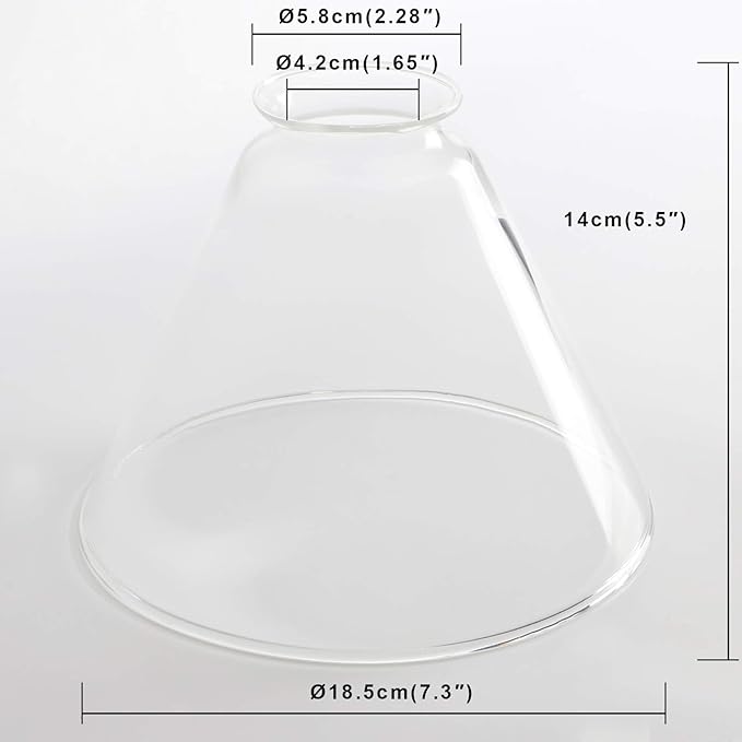 Permo Lighting Fixture Replacement Funnel Flared Clear Glass Shade