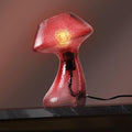V06 Vintage Mushroom Table Lamp - Dimmable Nightstand Lamps with Clear Glass, Retro Red Bedside Lamp, Aesthetic Small Cute Nightlight for Bedroom, Living Room, Dining, Entryway, Bulb Included