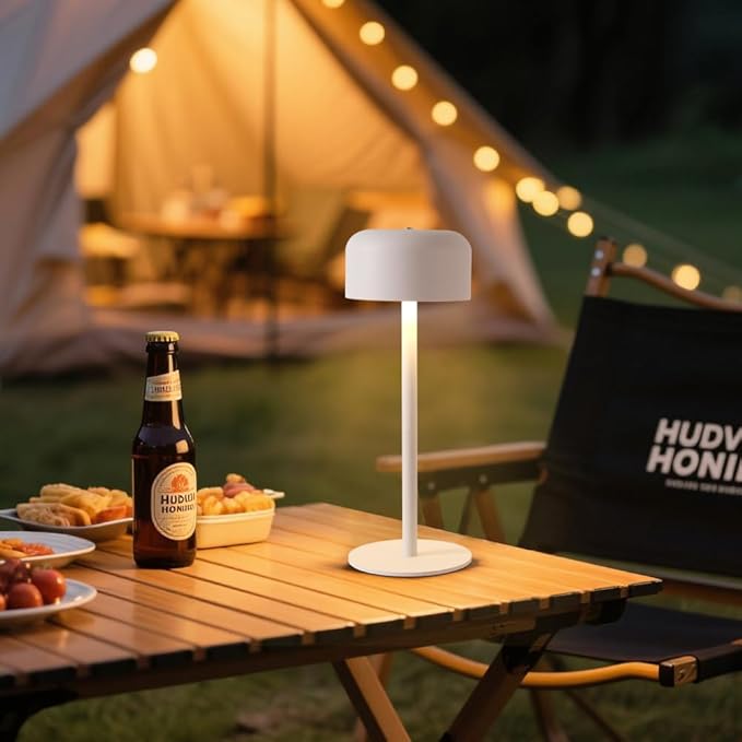 Cordless Table Lamps Set of 2, 6000mAh Rechargeable Battery Powered Lamp, 3 Color Stepless Dimming LED Table Light with Memory Function, Portable Table Light for Outdoor/Indoor/Restaurant (White)
