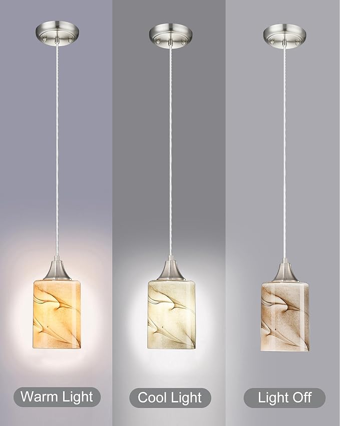 3Packs Cylinder Glass LampShade for Wall Sconce Mini Pendant Ceiling Fan Light 1.65in fitter Art Glass Light Cover Replacement Fixture for bathroom,Table Lamp kitchen Chandelier (Brown Marble-4P)