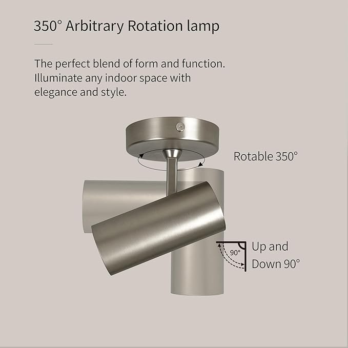 Spotlight Dimmable Ceiling Spot Lights Indoor LED Art Light 12W Accent Lighting for Home Corridor Living Room Bedroom, 3000K CRI97+ Brushed Nickel Finish