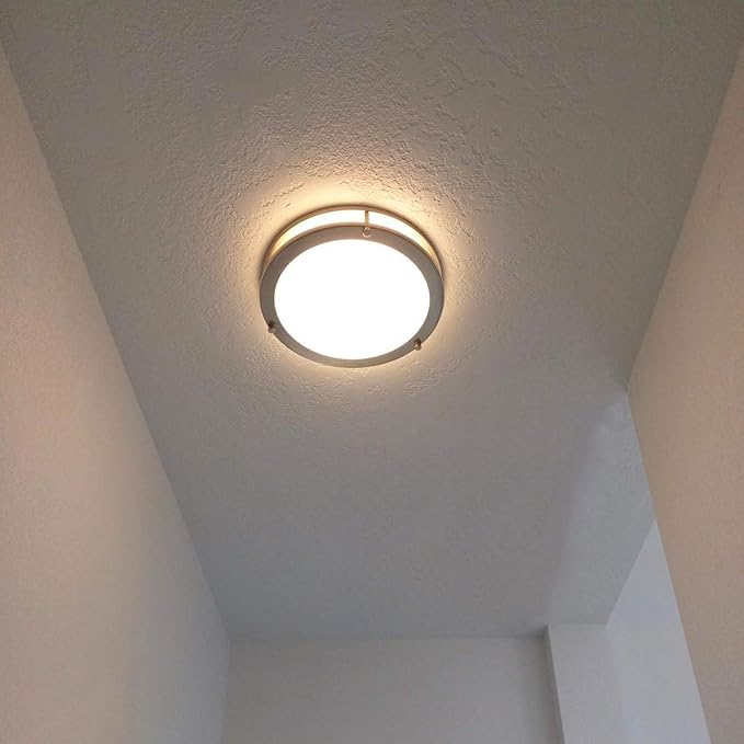 Drosbey 48W Dimmable LED Ceiling Light Fixture, 13.2in Flush Mount Light Fixture, Ceiling Lamp for Bedroom, Kitchen, Bathroom, Hallway, Super Bright 4000 Lumens,Blacck, 3000K Warm White