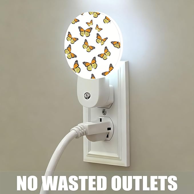 Plug-in Monarch Butterflies Night Light Sage Green Nightlight with Dusk to Dawn Sensor, Auto On/Off 0.5W Energy-Saving LED Lighting for Men Women Boys Girls Gift