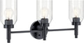 Kichler Madden 3-Light Vanity with Clear Glass in Black, Sloped Ceiling Compatible, for Single Vanity in Bathroom (10.5" x 24"), 55185BK