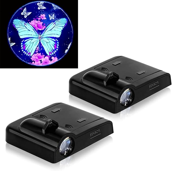 2PCS No Fade Car Door Lights,Butterfly Door Lights Logo Projector LED Shadow Light Welcome Lamp,Car Accessories Butterfly Gifts for Women,Suitable for All Brands Vehicles Motorcycle
